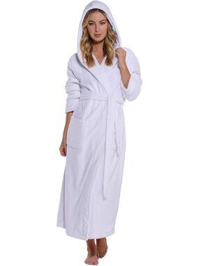 〽️Women's Bathrobe White Hooded Oversized Luxury Soft Warm Plush Fleece Robes